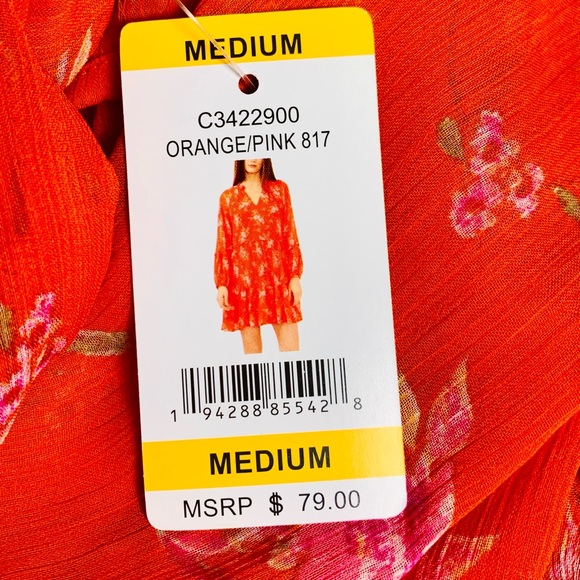Vince Camuto Floral Boho Orange Dress | Size Medium - Picture 3 of 11